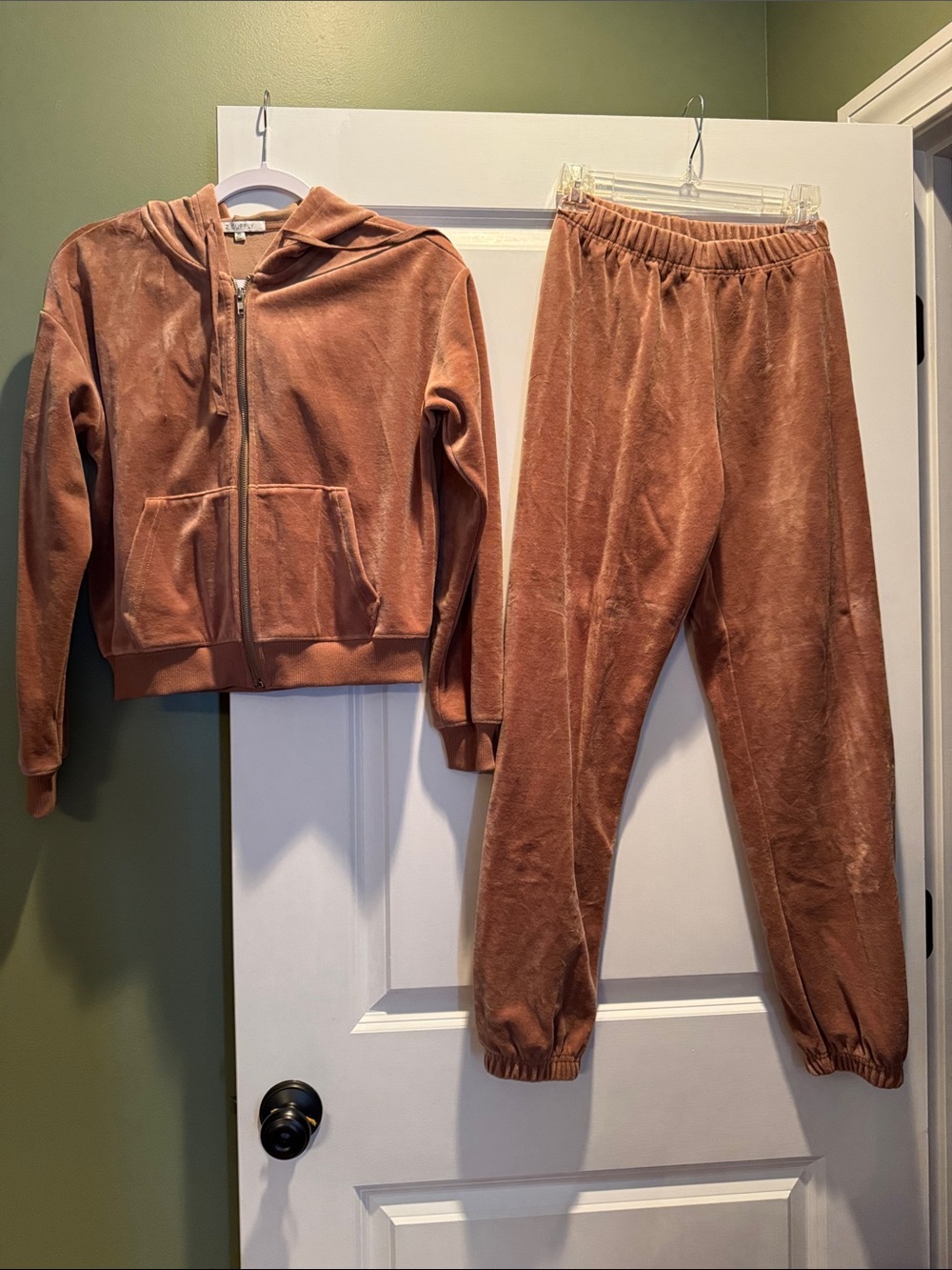 Z Supply Velour Zip Hoodie & Joggers - Rose Brown
